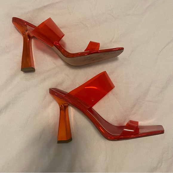 VIVIANLY Clear Pointed Toe Sandals Stiletto Heels Transparent Strap High Heels - Picture 5 of 9